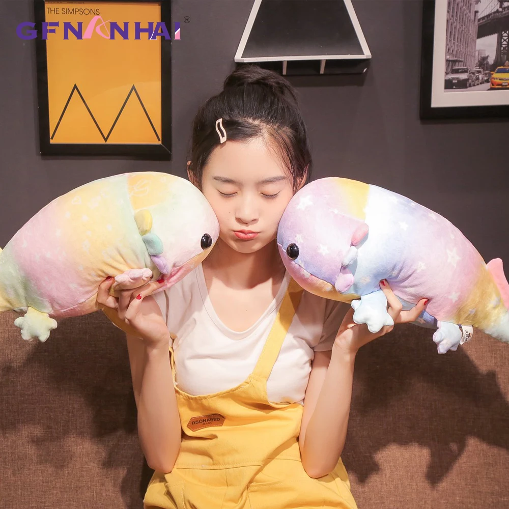 1pc 37/46/58cm Colorful Plush Dinosaur Fish Plush Toys Stuffed Down Cotton Giant Salamander Toy Doll for Kids Soft Pilllows Gift