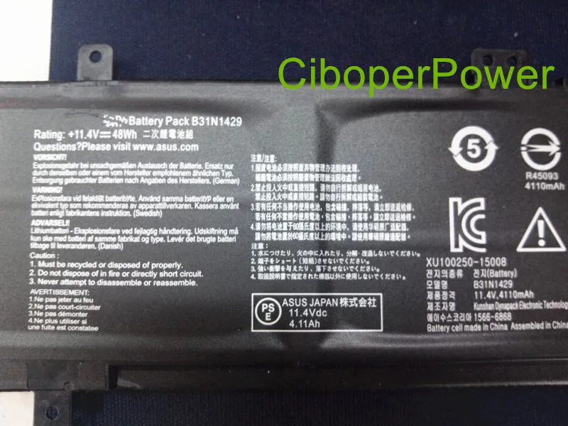 Original B31N1429 battery for A501LB5200, K501LB, K501LX, K501UB, K501UX laptop 11.4V 48WH