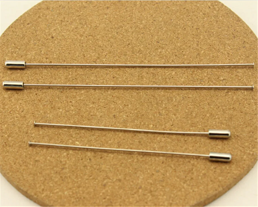 SAUVOO 10Pcs 6/9/12cm Long Brooch Pins Safety Pin With Stopper Ends Rhodium Color Copper DIY Brooch Pins Base Jewelry Making