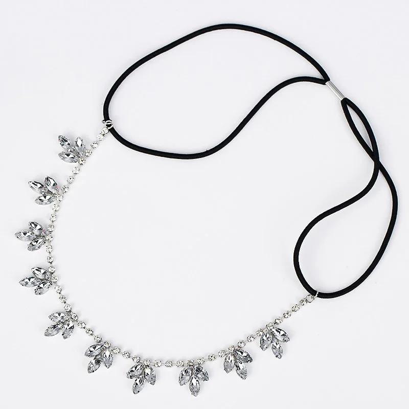 YFJEWE Fashion bride hair accessory full rhinestone transparent acrylic leaves headband  Women Birthday Party Gift H035