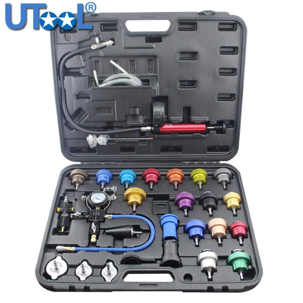 

27pcs Universal Radiator Pressure Tester Kit Vacuum Type Coolling System Kit Coolant Purge/Refill Kit Aluminum More Durable