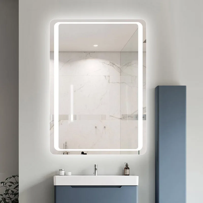 Hotel Custom Touch Bluetooth Bathroom LED Mirror Smart Anti fog Wall Vanity mirrorl For Home 2 Colors Light espejo pared tocador