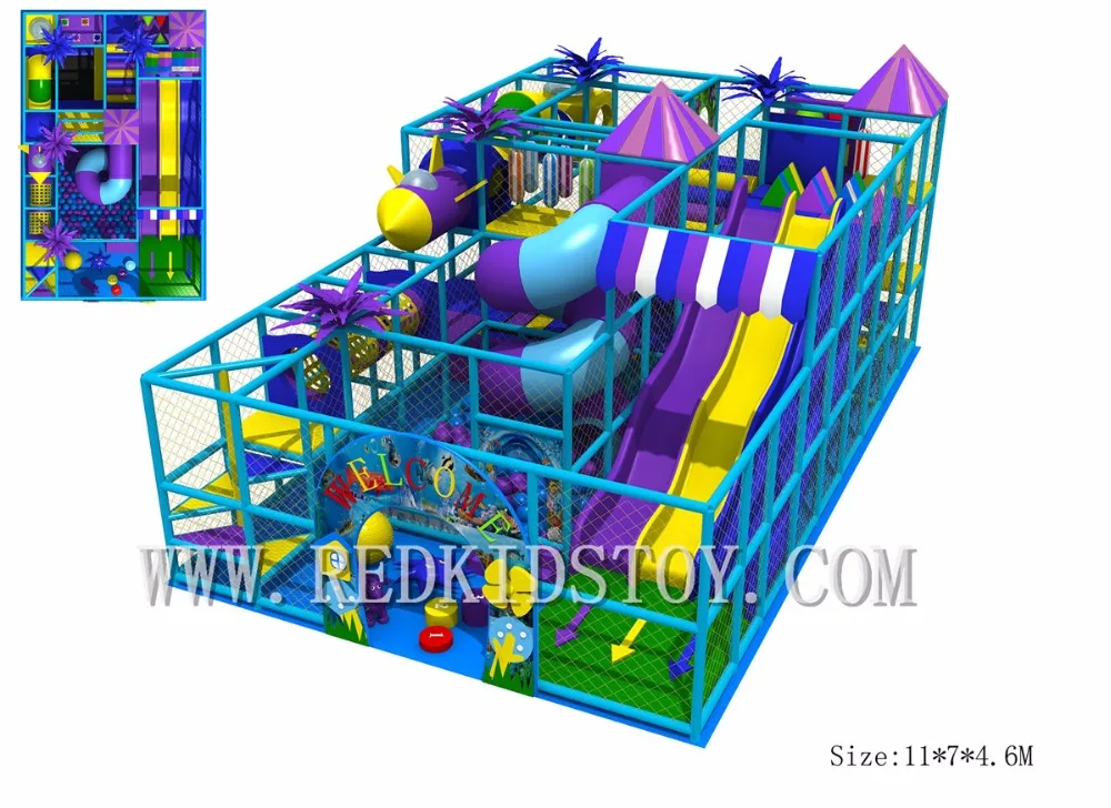 EU Standard High Quality Guarantee Indoor Playgrounds 11x7x4.6m Three Levels 160929-A