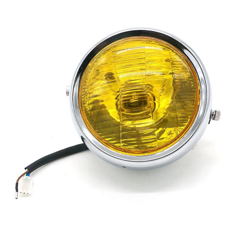 DC 12V Motorcycle Refit Headlight Vintage Round Motorcycle Head Light Scooter Motorbike Motor Front Headlights Lamp Universal