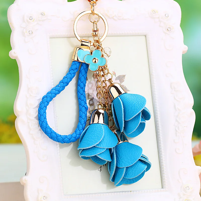 New Men High-end Rhinestone Tulip High Quality Key Holder Bag Vintage Accessories Hot Women Best gift Jewelry K2027