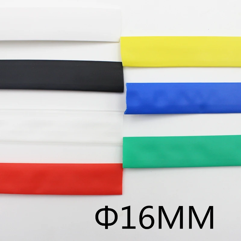 (1Meter/lot) 16MM Inner Diameter Black Heat Shrinkable Tube / Heat Shrink Tubing Color : Black Red Blue Green Yellow