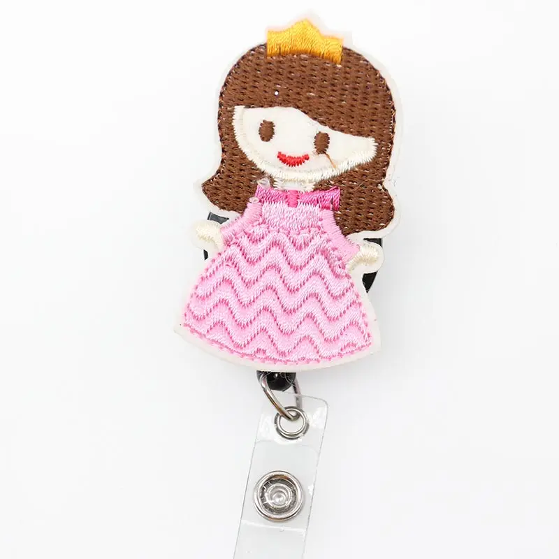 

Felt cute cartoon pink dress princess yoyo name Retractable Badge Holder reel