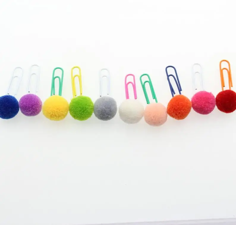 120 piece set, 17 x 40 mm,Hairball mix color Paper clip, Plush Ball paper clips, Scrapbooking, School office supplies