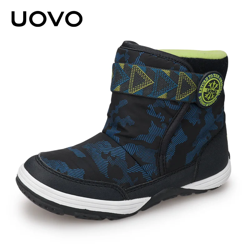 UOVO 2024 New Kids Warm Shoes Brand Fashion Winter Boys and Girls Snow Boots Toddler Velvet Lining Size #24-36