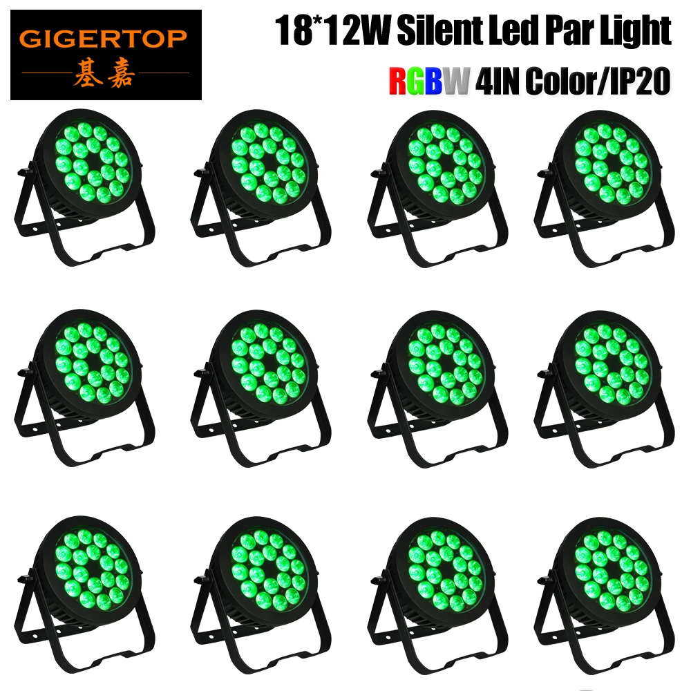 

Gigertop 12 Pack 18x12W Cast Aluminum Par Light DMX512 RGBW Stage Party Light for Wedding Party Events Tyanshine Led CE ROHS