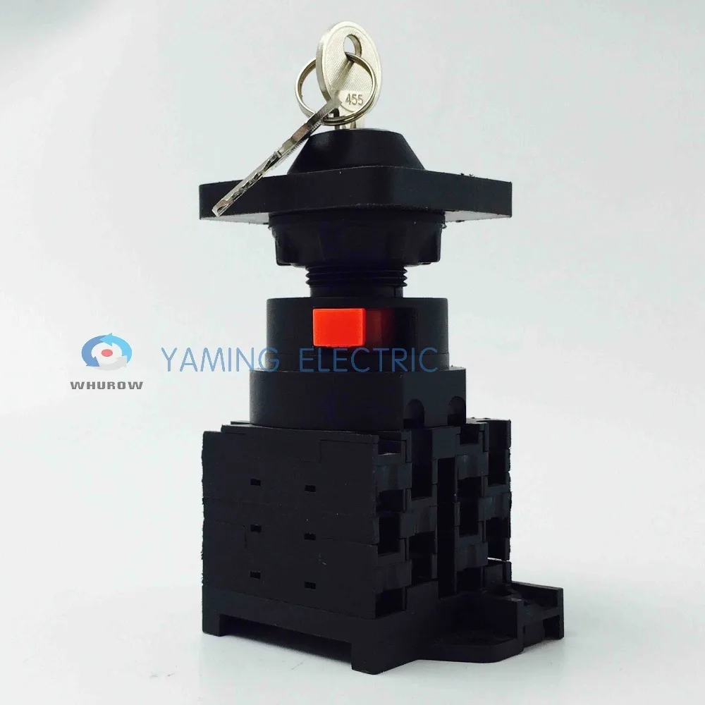 Yamin electric Rotary changeover switch with key 2 position 0-1 on-off 3 phases easy install 690V 20A YMW42-20/3S