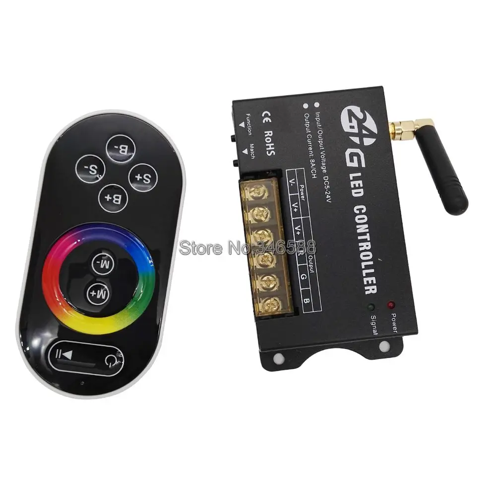 DC5-24V 8A*3CH 24A RGB LED Controller RF201 with 2.4GHz RF Touch Remote for 5050 or 3528SMD RGB LED Strips