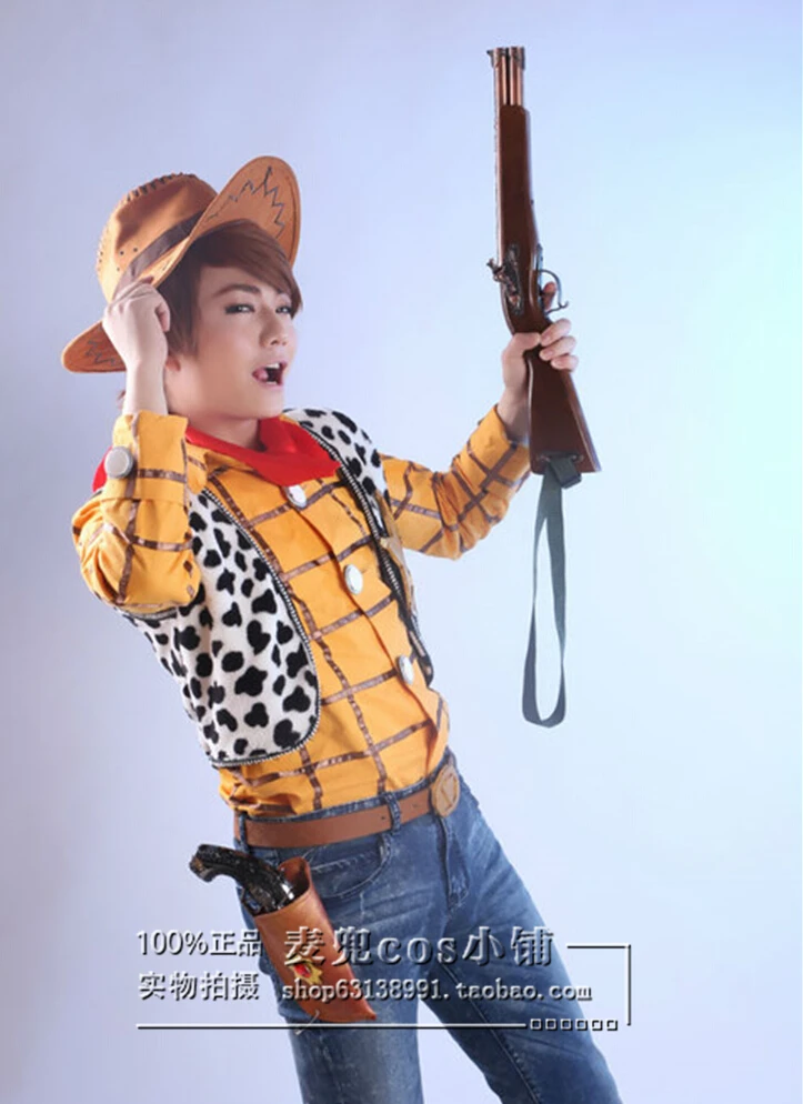 Woody Cosplay costume set top+vest+hat+shoe covers+belt+gun bag(not pant and gun) 11