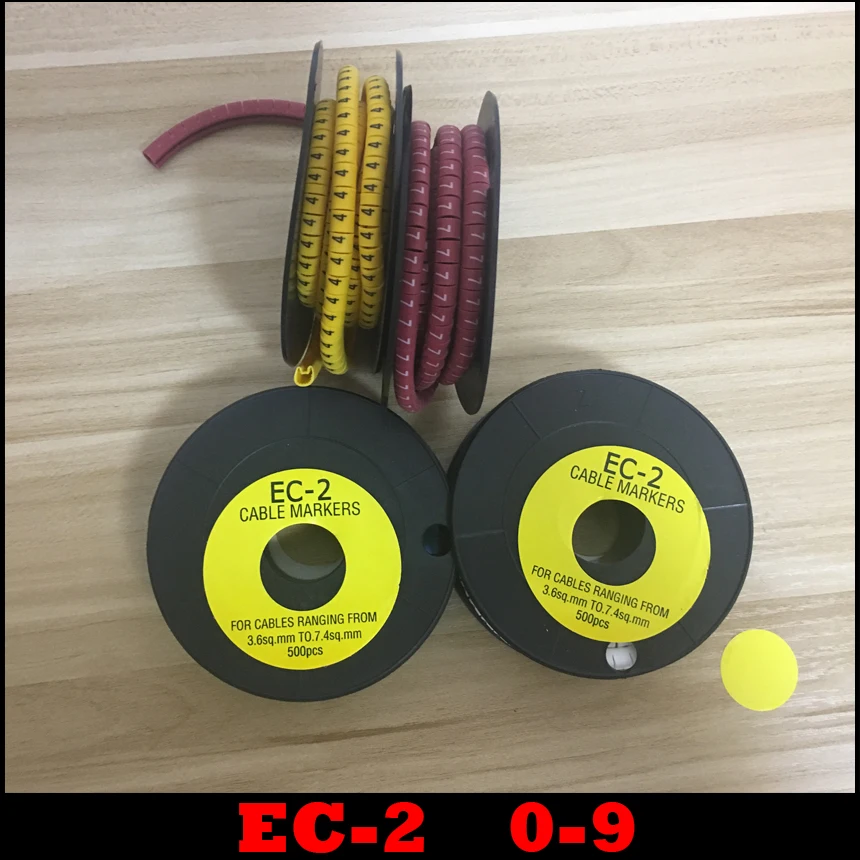 10Roll/Lot EC-2 4mm2 0-9 Letter Print Pattern PVC Flexible Arabic Numeral Sleeve Concave Tube Label Wire Network Cable Marker