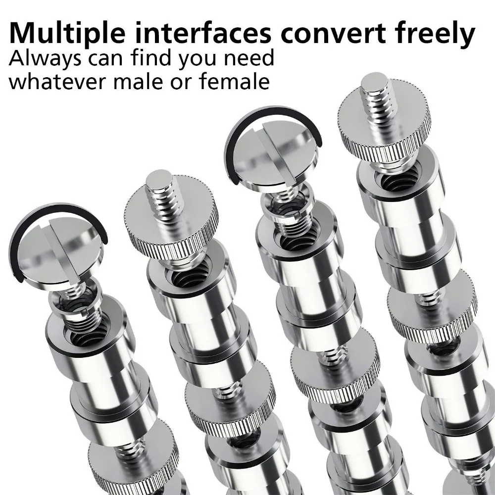 كاميرا المسمار ، 22 قطعة ترايبود المسمار محول تحويل حلقة المسمار حزمة (1/4 الذكور إلى 1/4 الذكور ، 1/4 الذكور إلى 3/8 الذكور ، 1/4 الإناث إلى 3/8