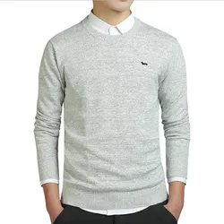 Nowa wiosna jesień moda Casual sweter z dzianiny męskie Harmont 100% bawełna solidny sweter męski Blaine O-neck swetry slim fit