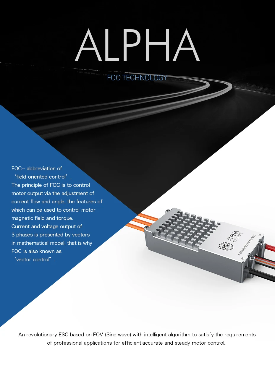 Controlador electrónico de velocidad T-MOTOR ALPHA 60A 6S FOC ESC de bajo voltaje para Motor sin escobillas Dron multirotor FOC ESC