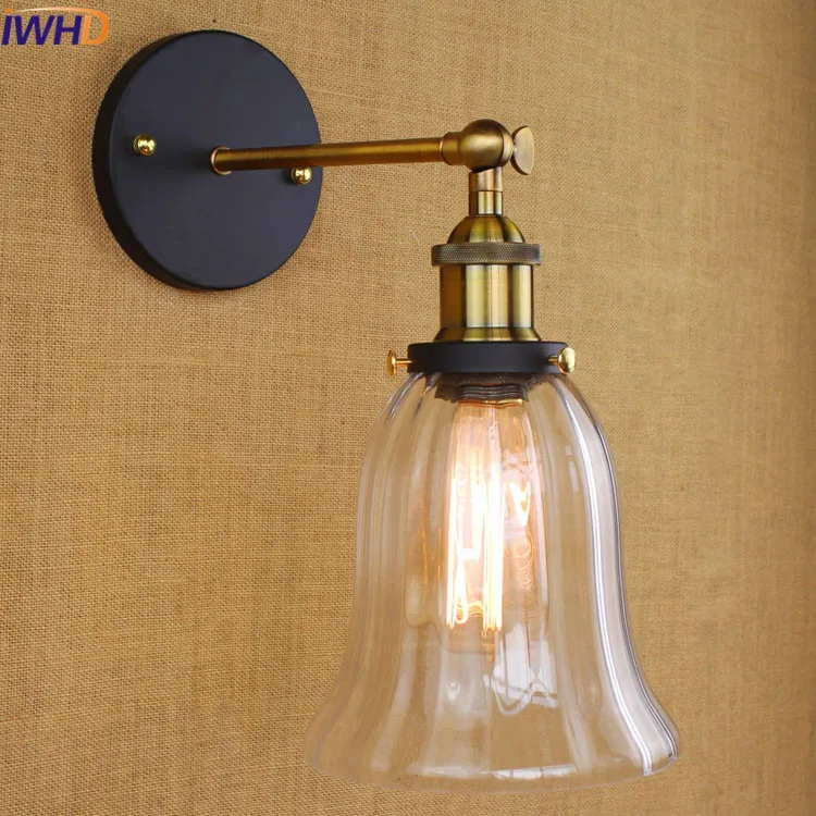 

IWHD Loft Industrial Vintage Wall Lamp LED Retro Glass Iron Sconce Edison Led Wall Light Wandlamp Luminaire Lighting Stairs