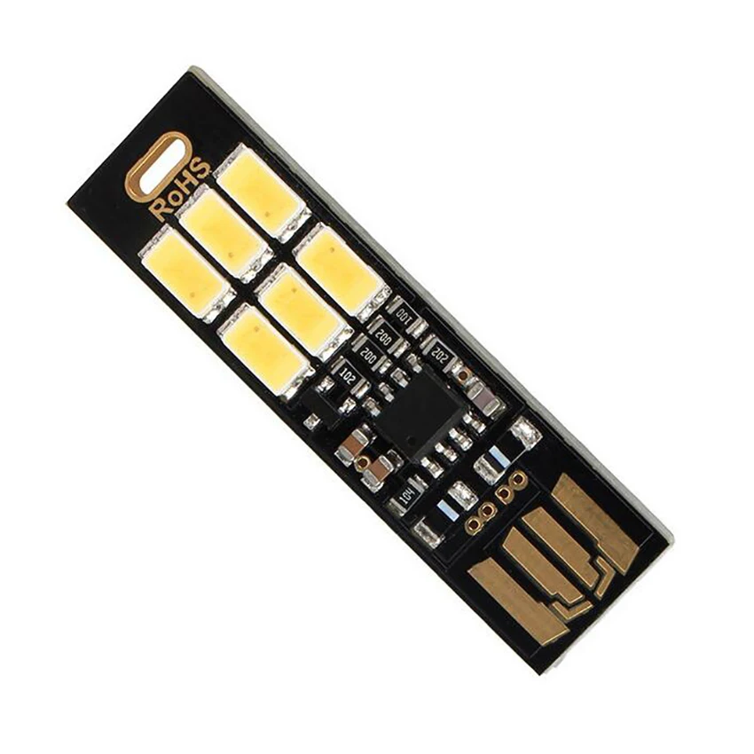 Lampu malam 6 LED Super terang, lampu malam USB kontrol sentuh putih/putih hangat untuk komputer Notebook portabel berkemah