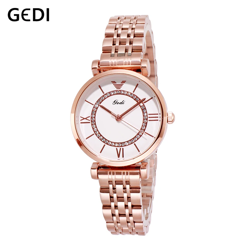 ساعات يد نسائية للأعمال من GEDI ساعات كوارتز فاخرة للنساء ساعة يد نسائية مصنوعة من سبيكة مقاومة للماء ساعة يد نسائية