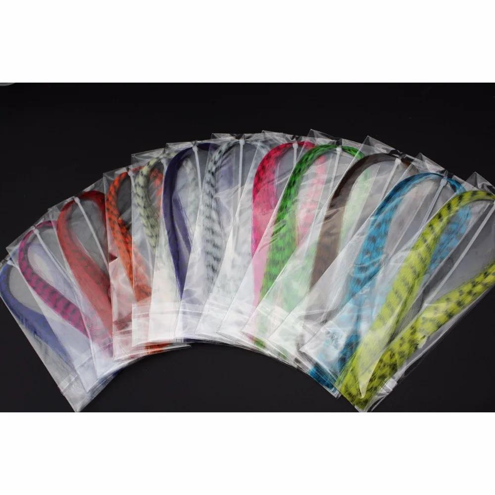 Tigofly 12 Packs 12 Colors Synthetic Fibres Zebra Strips Veins Pseudo Hair Fibers Black Barred Fly Tying Materials