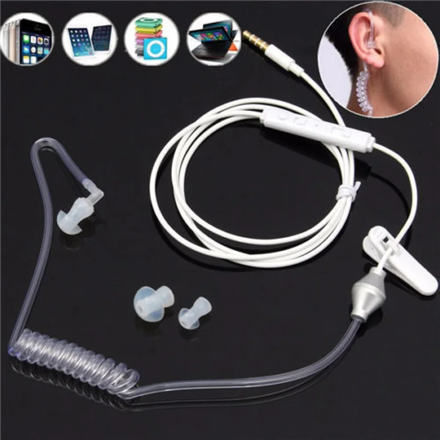 Fone de ouvido estilo FBI com microfone, proteção contra radiação Earbuds, Mini Walkie Monitor, Air Tube Headset, 3.5mm Monitor