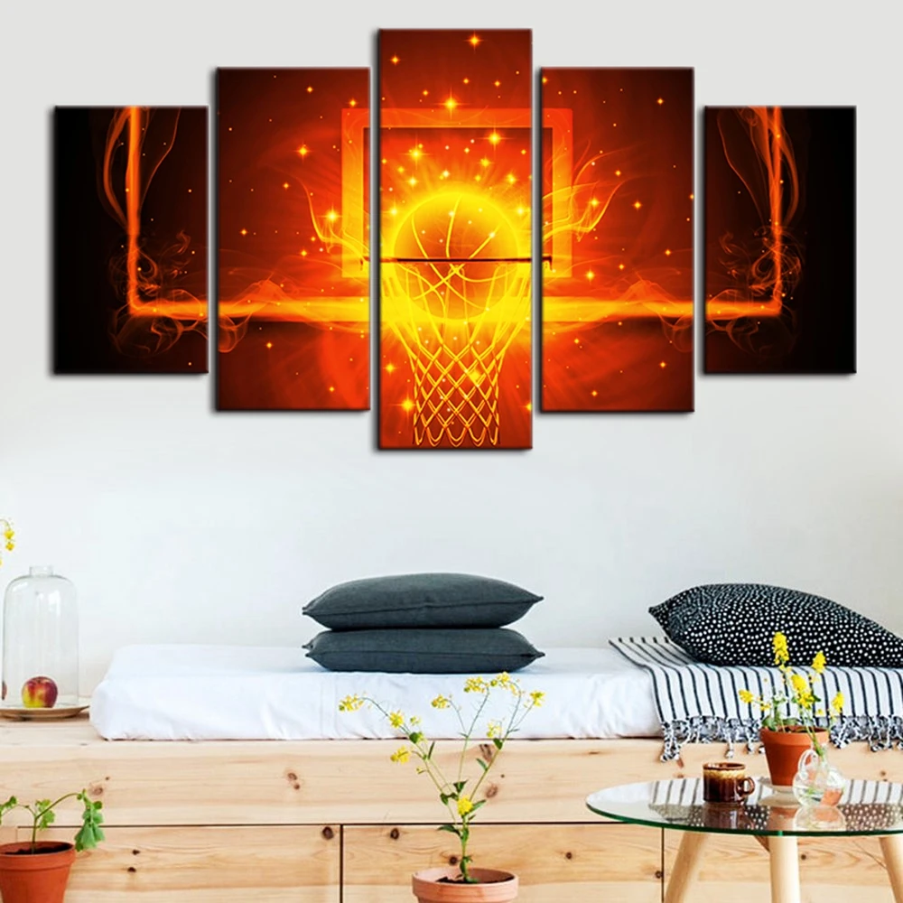 

Basketball Furniture Wall Art Home Decor Fire Basketball Circle Backboard Sport Poster for Children Bedroom Wall Decor Dropship