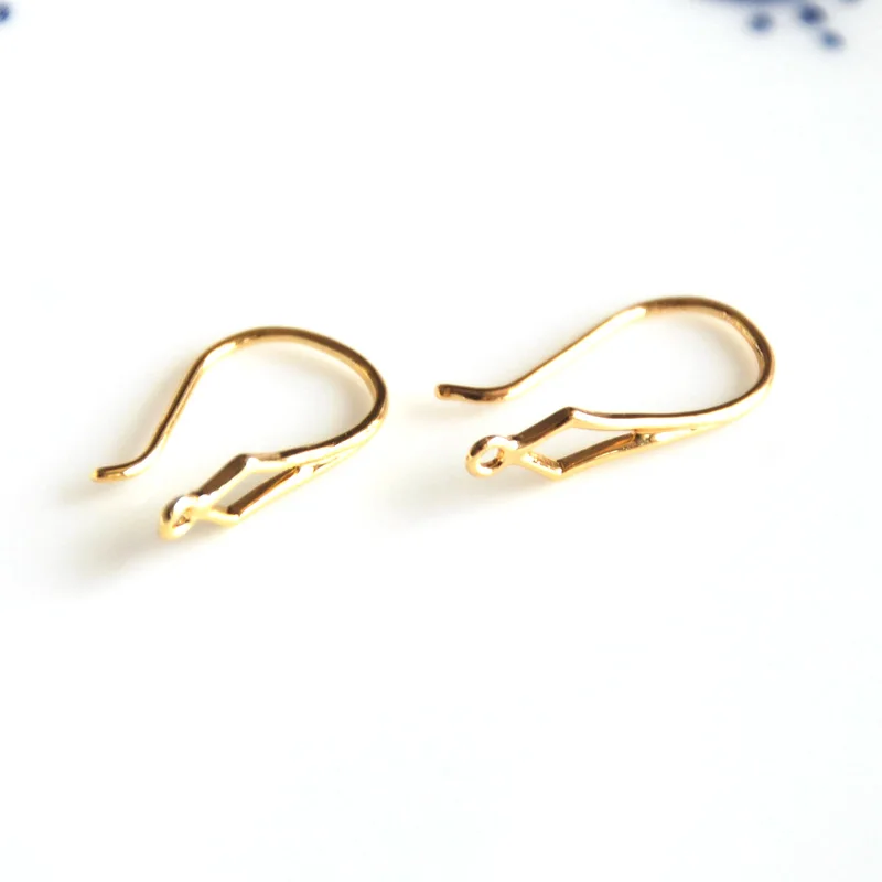 wholesale 20 pcs/lot 14k gold plated earring hooks clasp ear wires fish hooks jewelry making DIY for women