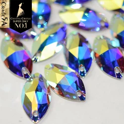 Crystal Castle Gems For Sewing 5A China Best AB Navette Strass Crystal Sew On Stones Glass Rhinestones Decoration For Garment