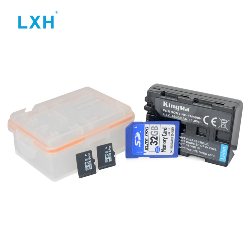 LXH Camera Battery Case Waterproof SD TF MSD Card Storage Box For Sony NP-FM500H Battery For Sony A200 A300 A350 A450 A500 A550