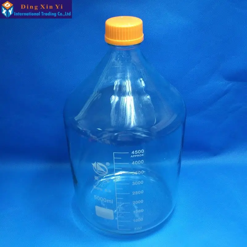 5000ML clear Glass reagent bottle with screw cap thick wall laboratory reagent bottle Free shipping