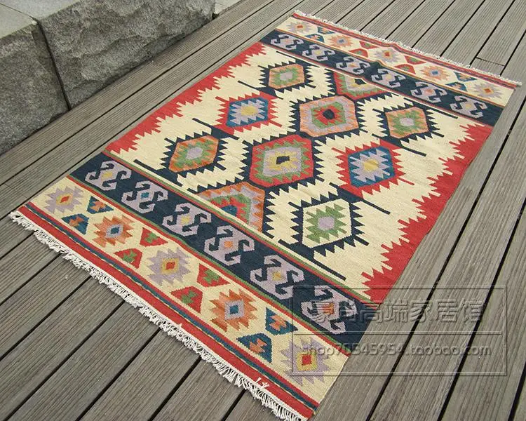 Import KILIM Kilim Hand Woven Wool Carpet Vintage National Wind Living Room Coffee Table Carpet 16gc149yg4