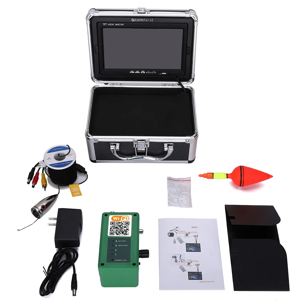 15m Cable WIFI Wireless Fish Finder with 720P 1000TVL Underwater Fishing Video Camera 7 Inch Color Monitor Free Mob APP Viewing