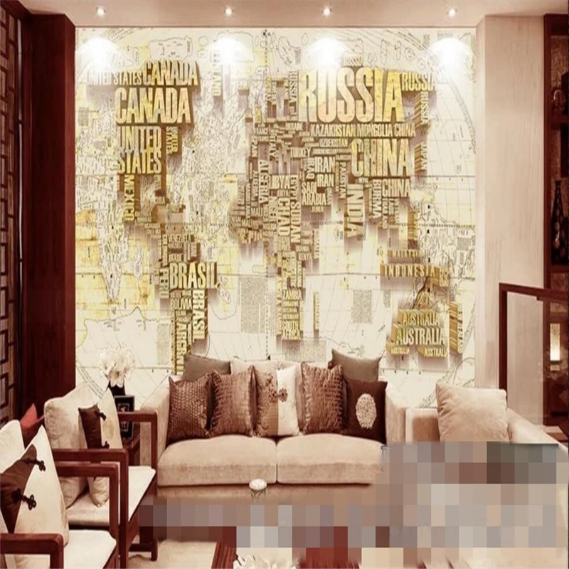 Custom Photo Wallpaper Mural Retro World Map TV Background Wall Murals papel de parede wallpaper for walls 3 d