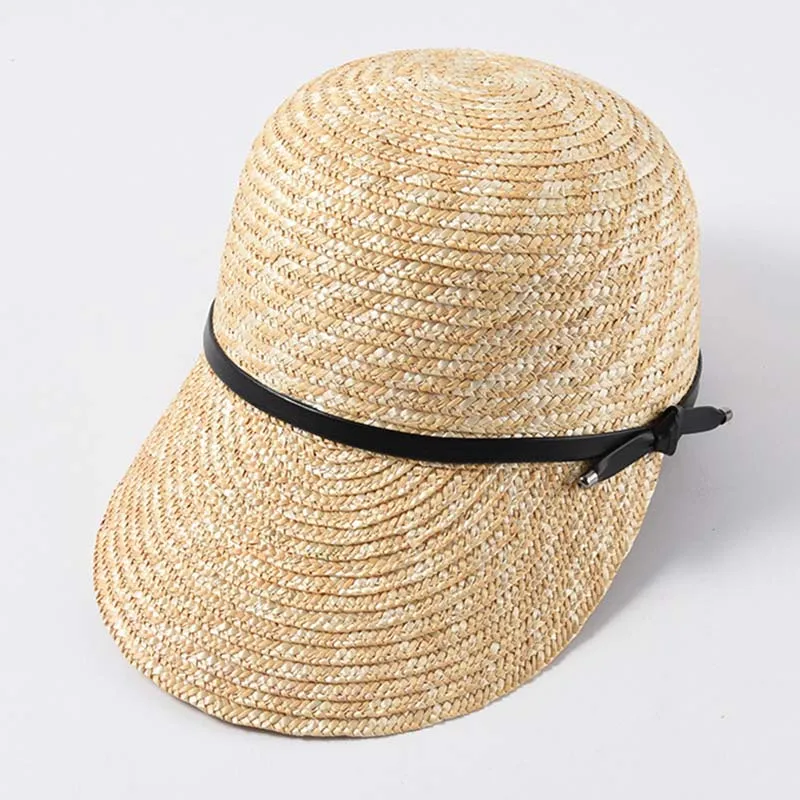 

Woven Wheat Straw Cadet Cap Beige Women Sewn Braid Visor Sun Hat Kentucky Derby Cap Lady New Summer Beach Cap Equestrian Cap