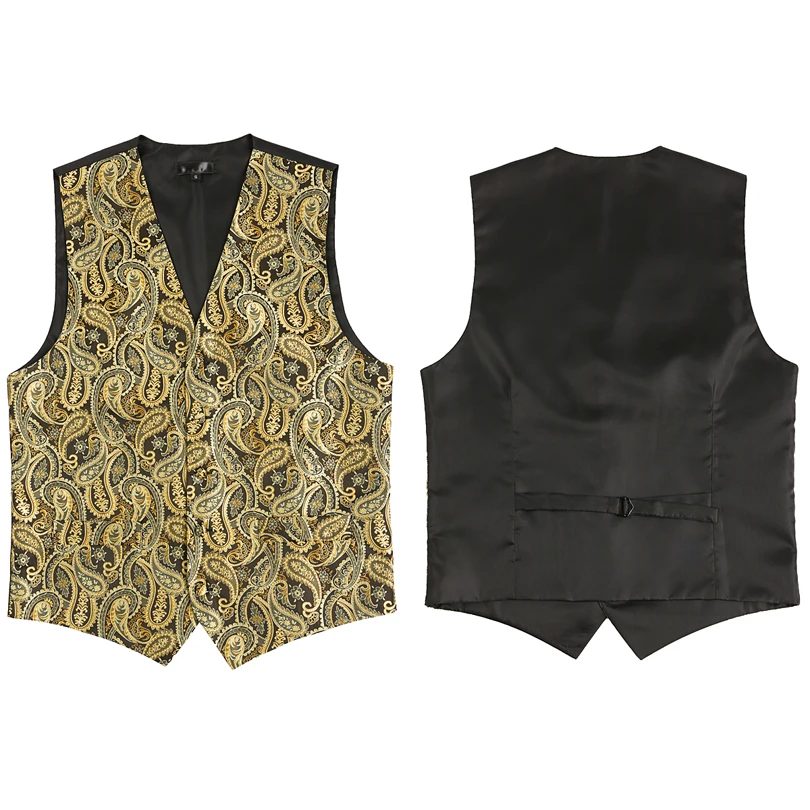 Bandana Suit Vest Men 3pc Sets+Tie+Pocket Paisley Slim Fit Fashion Harajuku Waistcoat Gilet Party Wedding Dress Suit Vest Men