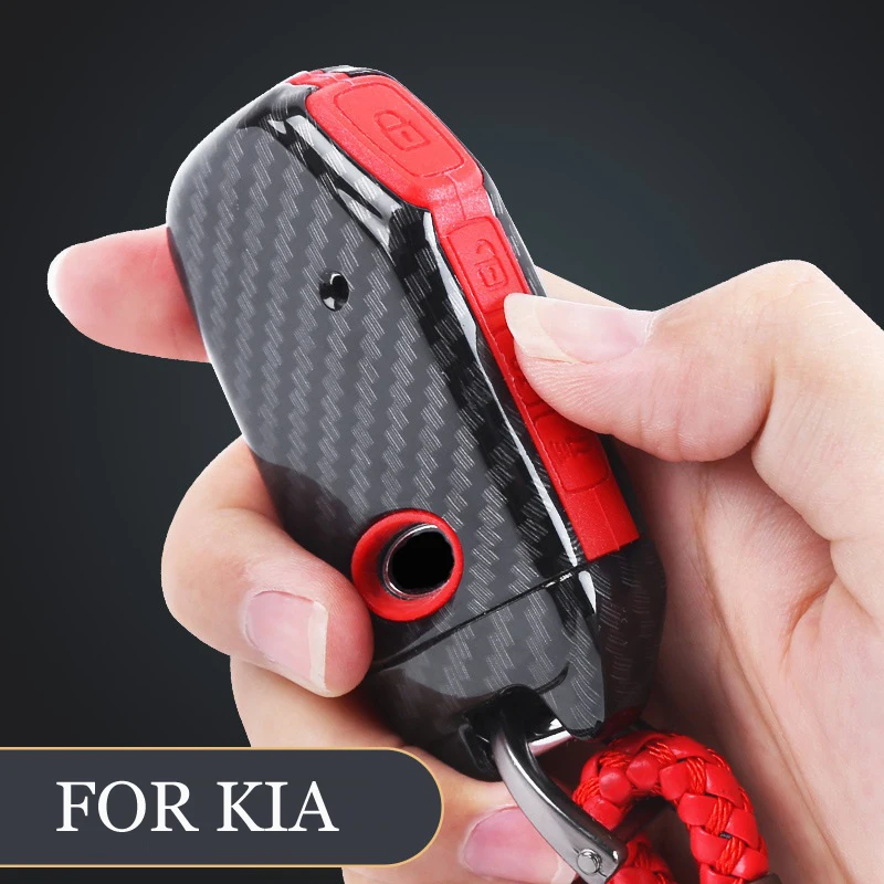 

Carbon Fiber Look ABS Car key case cover key shell Holder For Kia Sportage 2018 Car Key Case Holder New Hot Sale