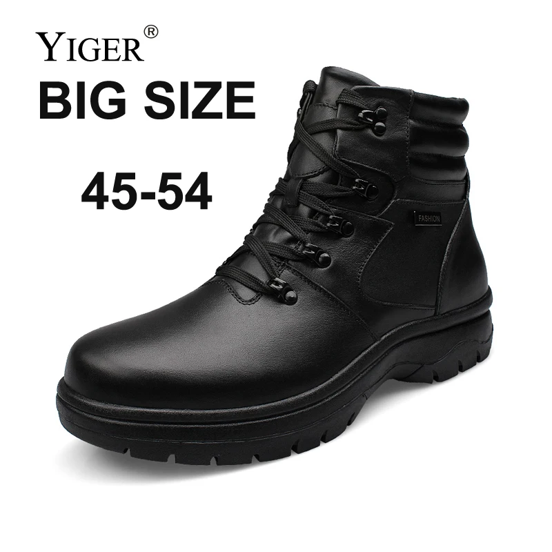 

YIGER/мужские зимние ботинки; Очень большие размеры 45-54; Классические зимние ботинки; Мужская хлопковая обувь из натуральной кожи; Мужские повседневные зимние ботинки на шнуровке; 2023