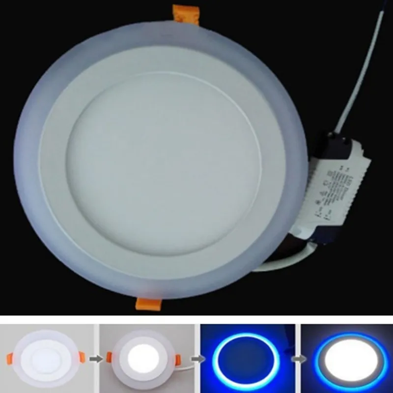 

Double Color LED Downlight 6W 9W 16W 24W Round LED Ceiling Panel Light White + Blue 3 Model Recessed Ceiling Indoor Lighting