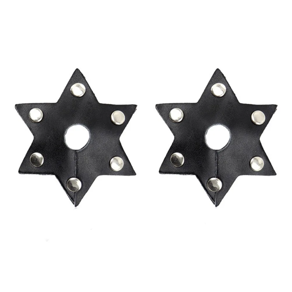 Sexy Hexagram Shaped Nipple Cover Temptation Pu Leather Pasties Hollow Breast Stickers Flirty Fetish Nipple Covers