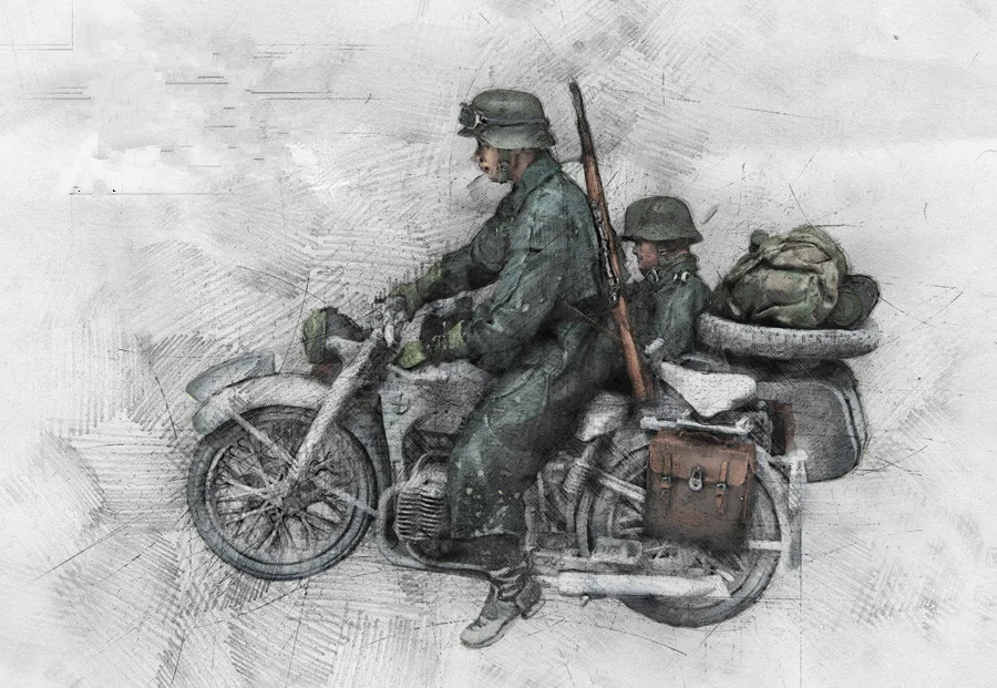 1/35 Resin Figure Model Kits Military Motorcycle soldier  (2 figures Excluding motorcycle) Unassambled Unpainted 558