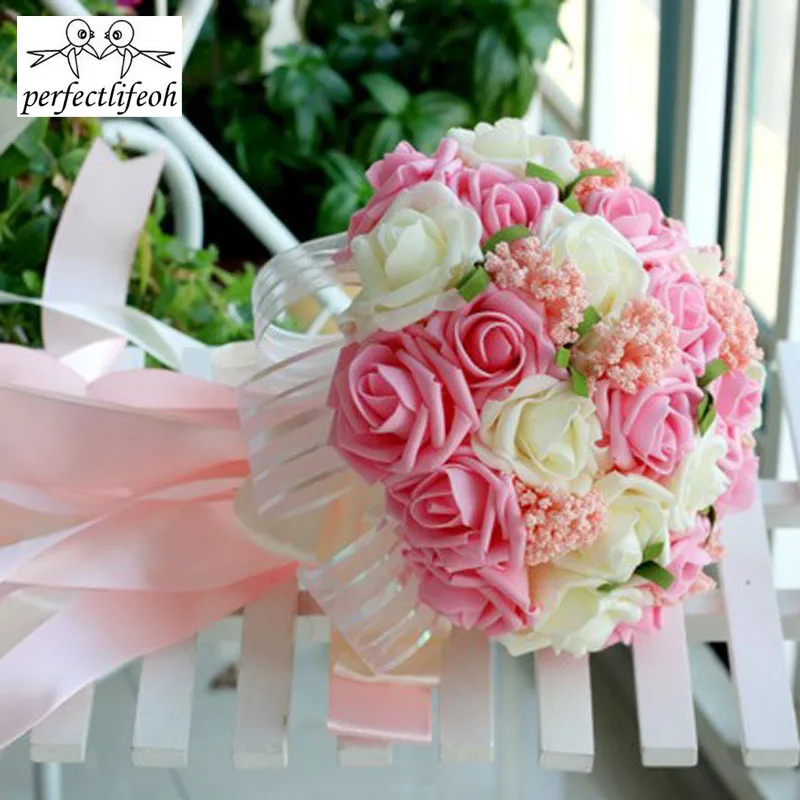 Perfectlifeoh-造花,ミントグリーン,結婚式の花嫁介添人のブーケ