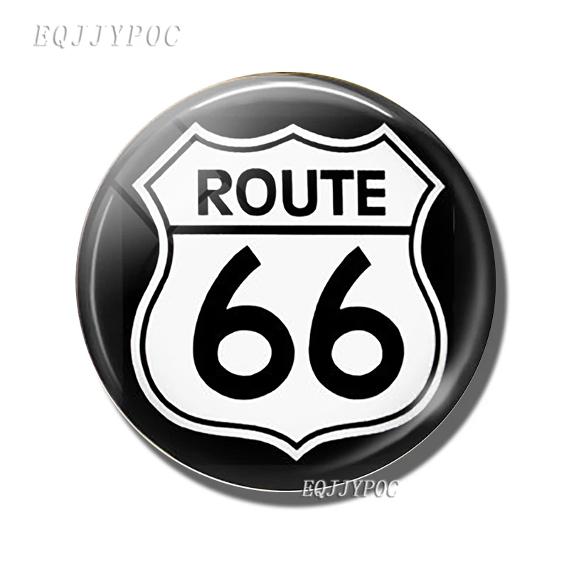 Route 66 Sign Fridge Magnet  30mm 50mm Glass Cabochon Magnetic Refrigerator Stickers Note Holder Home Decor Travel Gifts