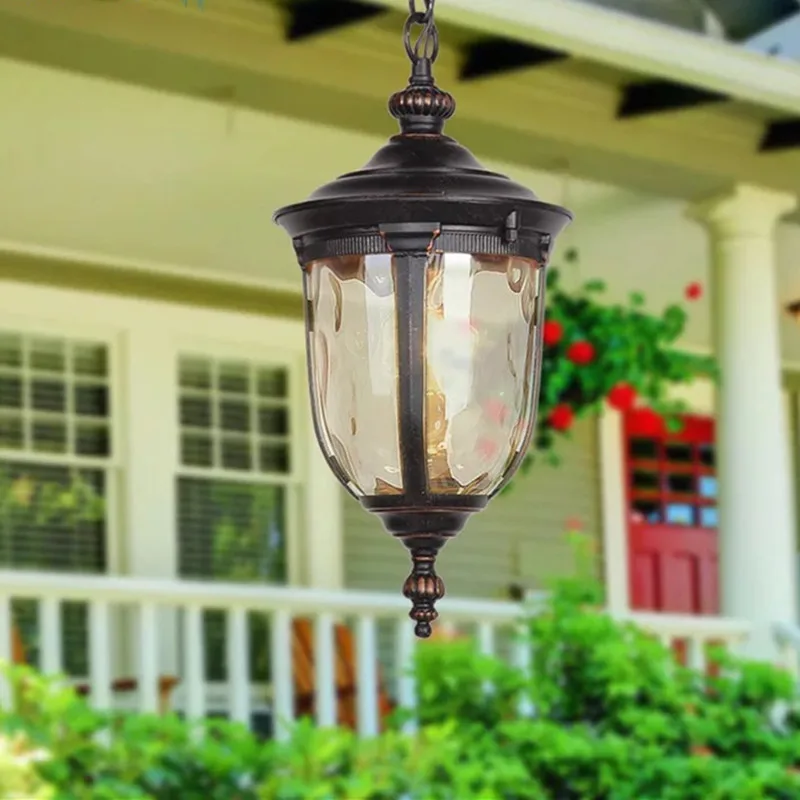 HAWBOIRRY European outdoor chandelier community garden villa gazebo balcony corridor terrace outdoor retro hanging lamp