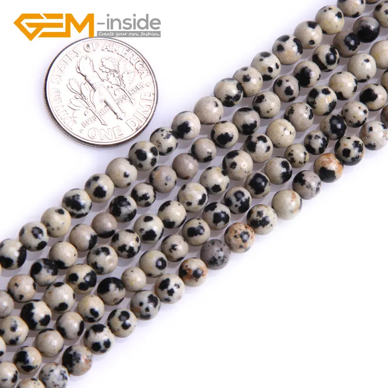 4-14mm Round Dalmatian Jaspers Natural Gem Stones Jewelry Making Beads DIY 15