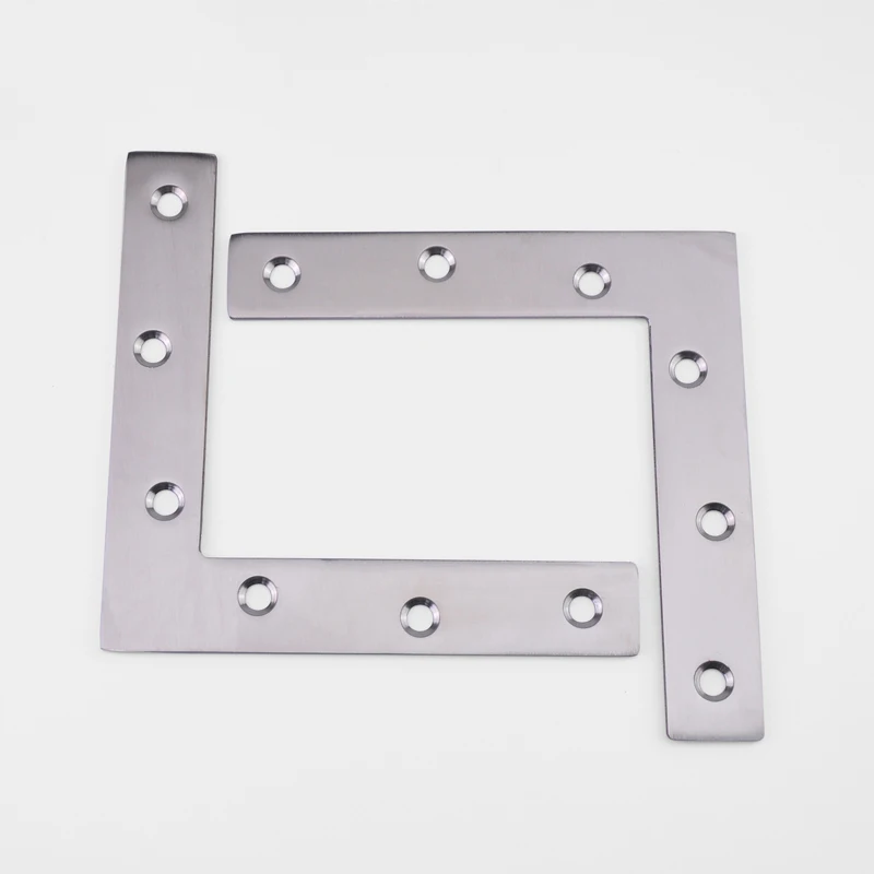 High Quality 500PCS Stainless Steel L Shape Corner Braces Metal Flat Plate Fixed Holder Bracket Board Frame Furniture Connectors