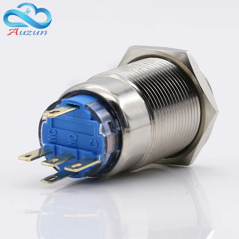 19 MM Self-Locking Metal Button Switch Car Indoor Overhead Light Emergency Signal Lighting Total Switch Ventilation Fan Switch