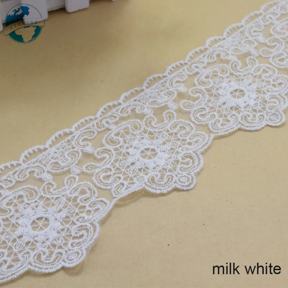 8.5cm Width Cotton Embroid Sewing Eibbon Guipure Lace Trim Fabric Warp Knitting DIY Garment Dress Wedding Accessories #2971