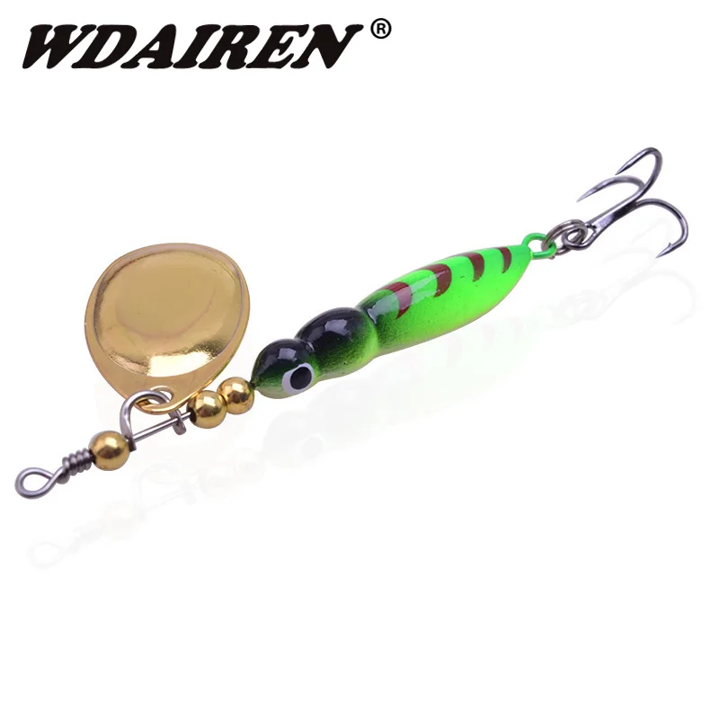 

WDAIREN Rotating Sequins Vibrating Fishing Lure 7cm 14g Spinner Spoon Metal Vib Bait Treble Hook Wobbler for Bass Pesca Tackle