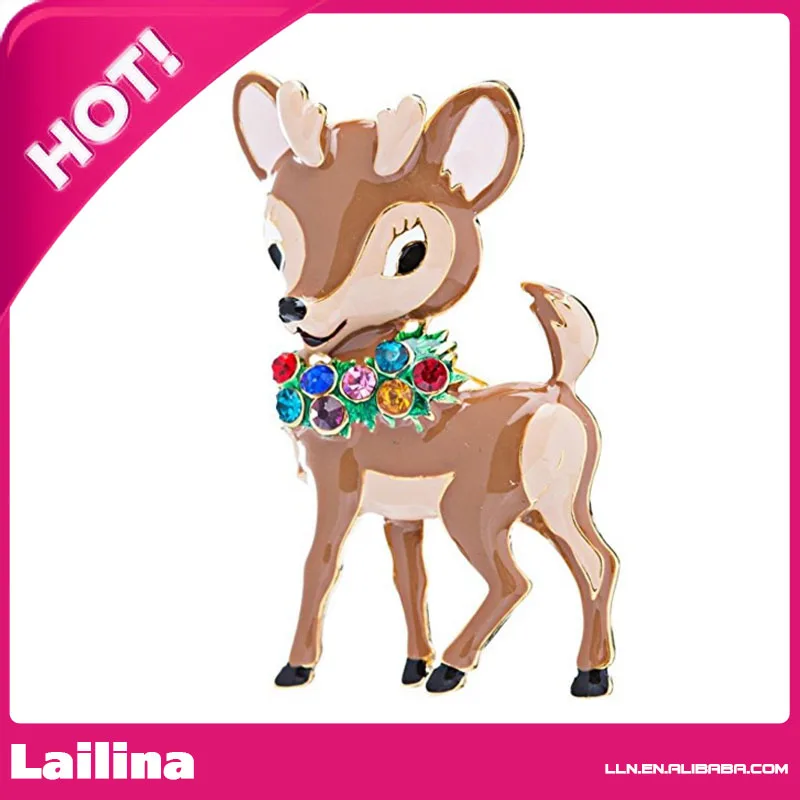 

Crystal Rhinestone Adorable Deer Reindeer Brooch Pin